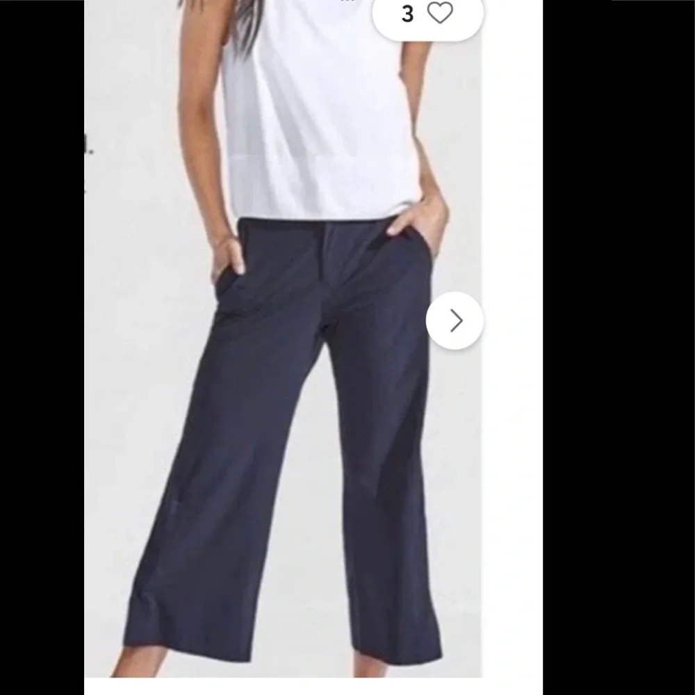 Athleta Navy Blue Tribeca Size 4 Rare Mid Rise Semi-Fitted Crop Pants - Picture 2 of 9